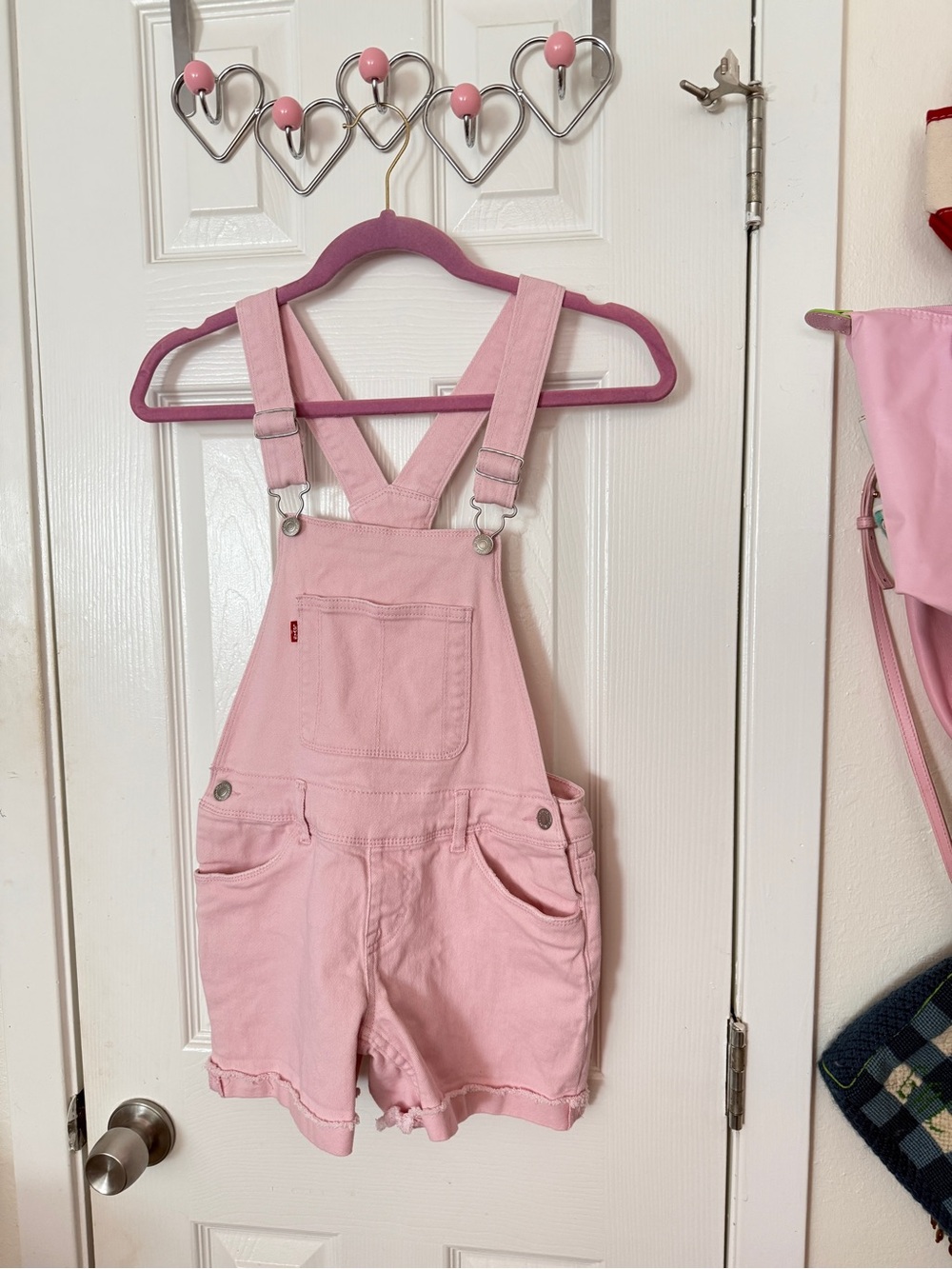 Levi's Girls Pastel Pink Denim Short Overalls